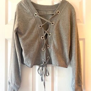 Tie-back cropped sweater